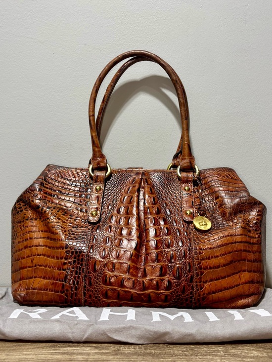 Brahmin Handbags - Vintage Brahmin Croc-Embossed Leather Satchel